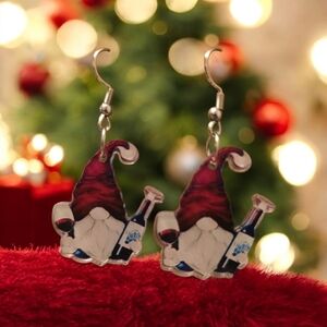 Festive Gnome Earrings - Red and White
